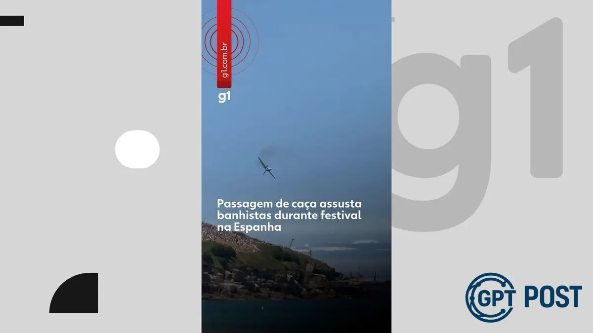 Imagem principal da notícia: Caza F-18 faz manobra de emergência e assusta banhistas em festival na Espanha