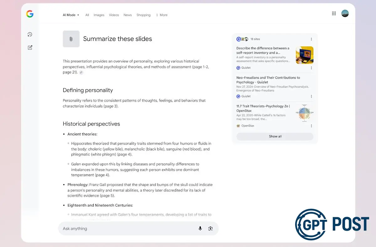 Imagem principal da notícia: Google lança novas funcionalidades da AI Mode para desktop: upload de imagens e PDFs