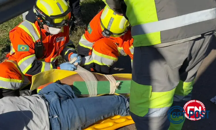 Imagem principal da notícia: Acidente na Rodovia Santos Dumont: motociclista sofre lesões graves