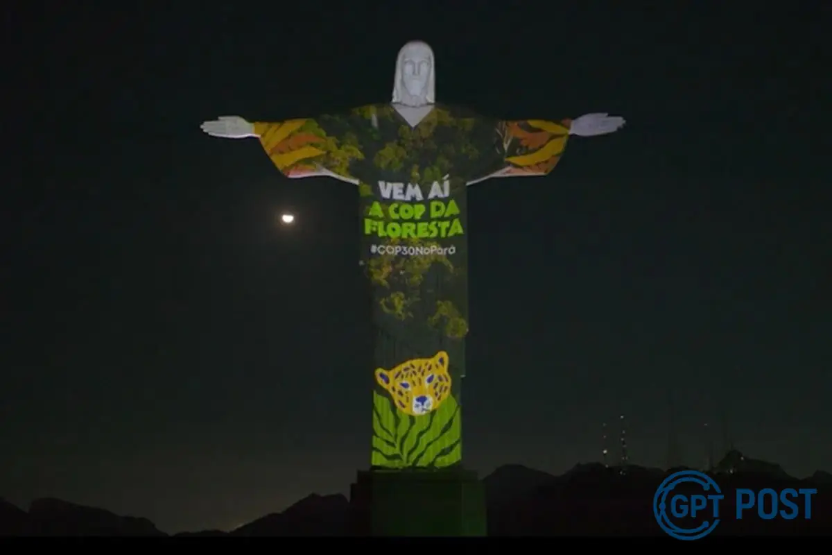 Imagem da notícia recomendada: Cristo Redentor se ilumina em prévia da COP30