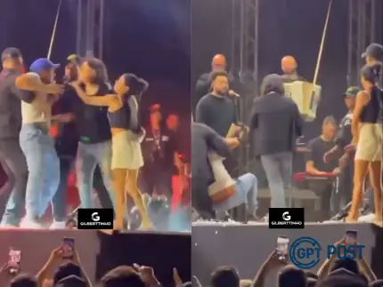 Imagem principal da notícia: Roberta Miranda se irrita com invasão de rapaz durante show no Ceará