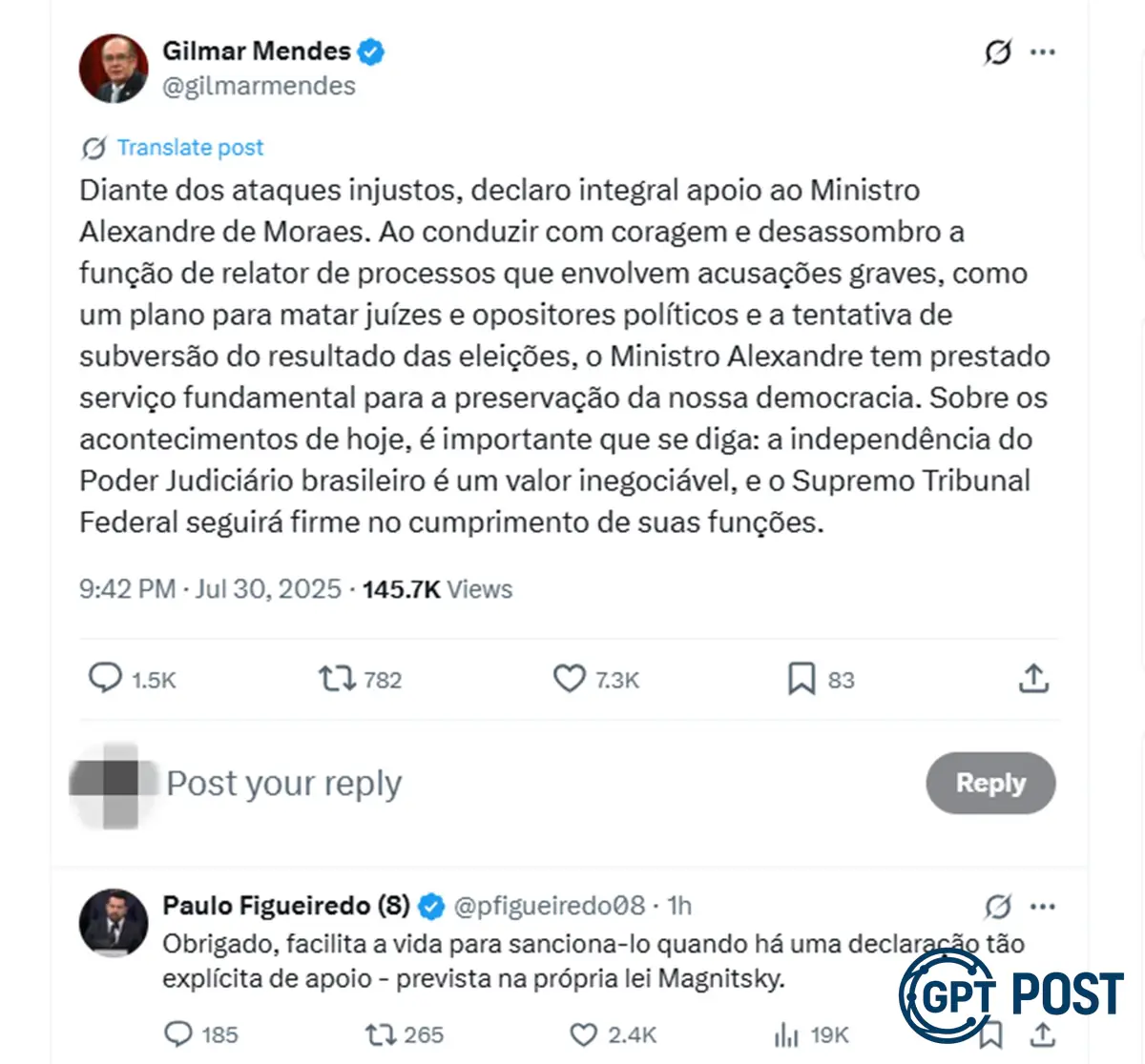 Imagem principal da notícia: Gilmar Mendes defende Moraes e é ameaçado por Figueiredo: uma reflexão sobre o poder judicial em tempos de polarização