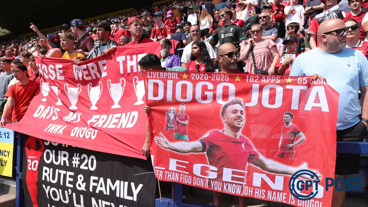 Imagem principal da notícia: Liverpool planeja memorial permanente para Diogo Jota em Anfield